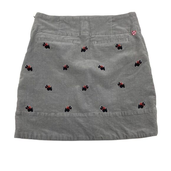 Castaway Grey Corduroy Mini Skirt Christmas Holiday Dogs Scottie Bows 4 - Picture 2 of 6